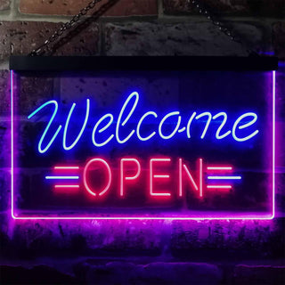 ADVPRO Open Welcome Shop Display Dual Color LED Neon Sign st6-i2267 - Blue & Red