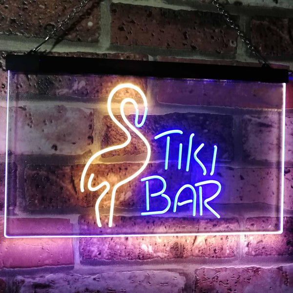 ADVPRO Flamingo Tiki Bar Beer Room Decoration Dual Color LED Neon Sign st6-i2324 - Blue & Yellow