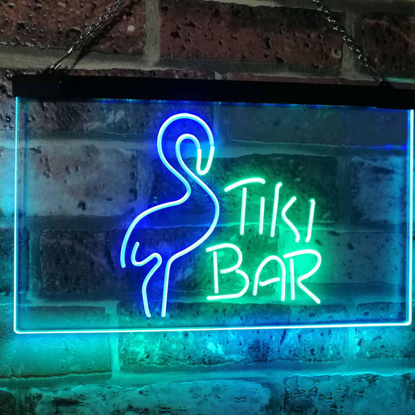 ADVPRO Flamingo Tiki Bar Beer Room Decoration Dual Color LED Neon Sign st6-i2324 - Green & Blue