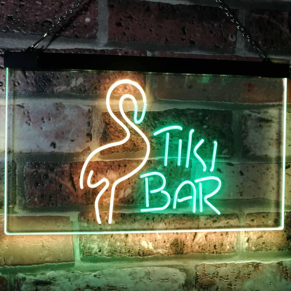 ADVPRO Flamingo Tiki Bar Beer Room Decoration Dual Color LED Neon Sign st6-i2324 - Green & Yellow