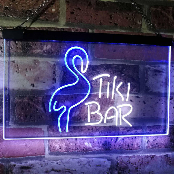 ADVPRO Flamingo Tiki Bar Beer Room Decoration Dual Color LED Neon Sign st6-i2324 - White & Blue