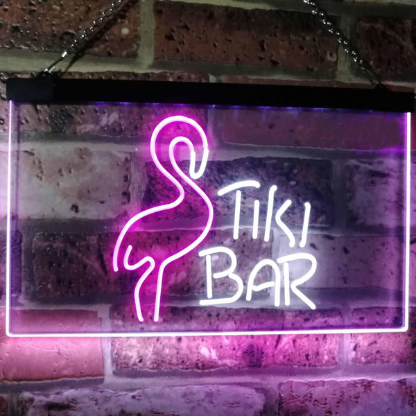 ADVPRO Flamingo Tiki Bar Beer Room Decoration Dual Color LED Neon Sign st6-i2324 - White & Purple