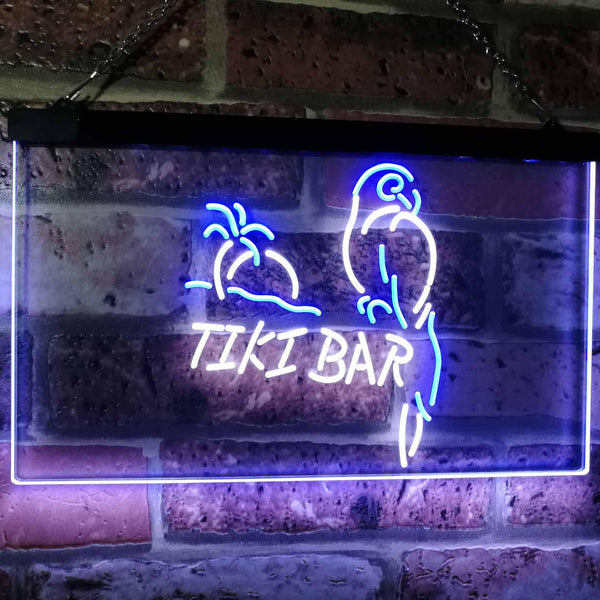 ADVPRO Parrot Tiki Bar Beer Man Cave Club Dual Color LED Neon Sign st6-i2331 - White & Blue