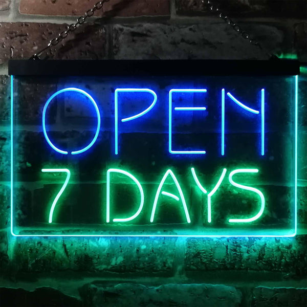 ADVPRO Open 7 Days Shop Hotel Motel Restaurant Dual Color LED Neon Sign st6-i2608 - Green & Blue
