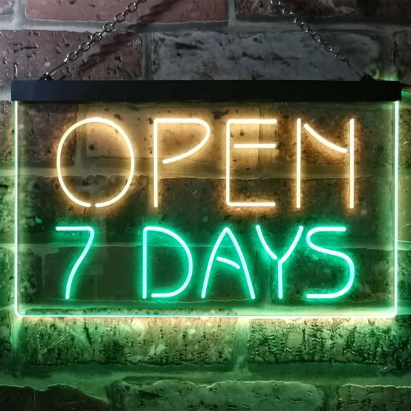 ADVPRO Open 7 Days Shop Hotel Motel Restaurant Dual Color LED Neon Sign st6-i2608 - Green & Yellow