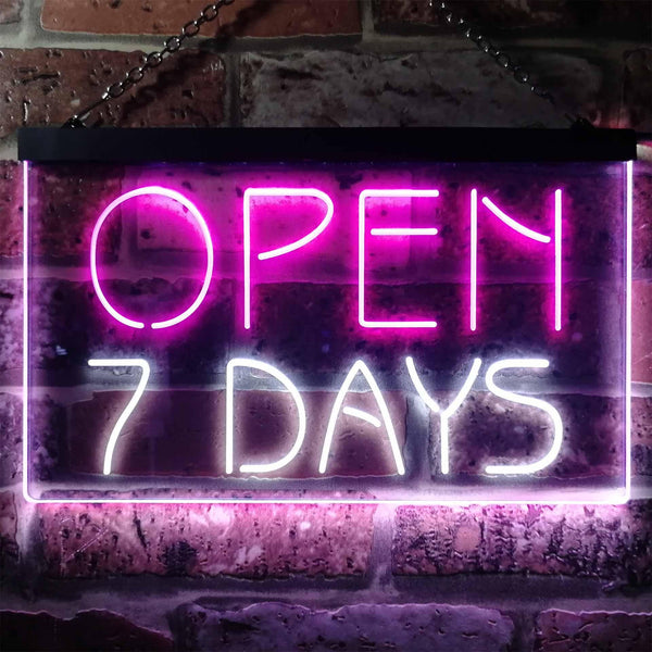 ADVPRO Open 7 Days Shop Hotel Motel Restaurant Dual Color LED Neon Sign st6-i2608 - White & Purple