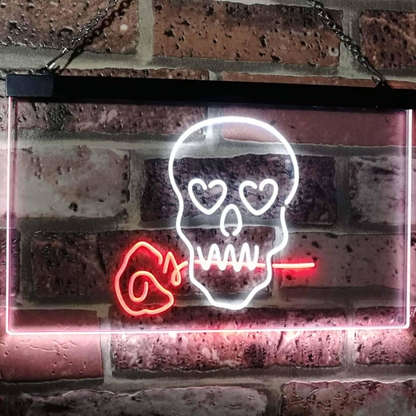 ADVPRO Skull with Rose Room Decor Dual Color LED Neon Sign st6-i2766 - White & Red