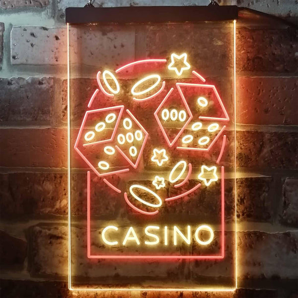 ADVPRO Casino Dice Game Man Cave  Dual Color LED Neon Sign st6-i2785 - Red & Yellow