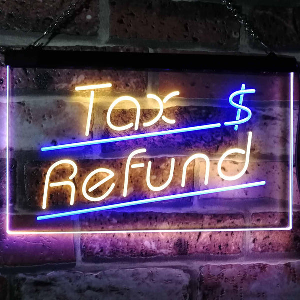 ADVPRO Tax Refund Income Tax Indoor Display Dual Color LED Neon Sign st6-i2976 - Blue & Yellow
