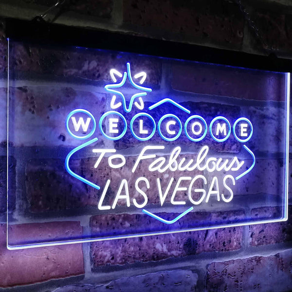 ADVPRO Welcome to Las Vegas Casino Beer Bar Display Dual Color LED Neon Sign st6-i3078 - White & Blue