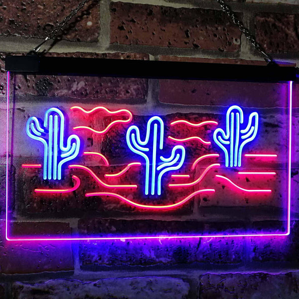 ADVPRO Cactus Desert Garage Man Cave Game Room Dual Color LED Neon Sign st6-i3102 - Blue & Red