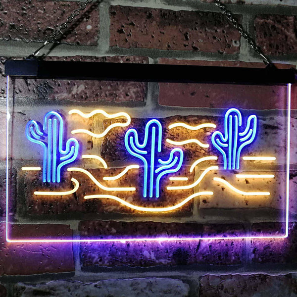 ADVPRO Cactus Desert Garage Man Cave Game Room Dual Color LED Neon Sign st6-i3102 - Blue & Yellow