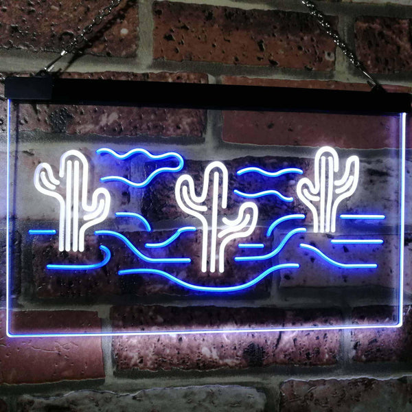 ADVPRO Cactus Desert Garage Man Cave Game Room Dual Color LED Neon Sign st6-i3102 - White & Blue