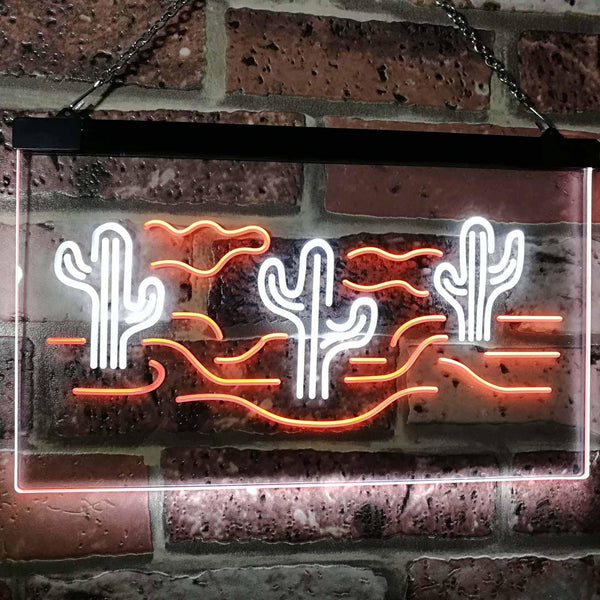 ADVPRO Cactus Desert Garage Man Cave Game Room Dual Color LED Neon Sign st6-i3102 - White & Orange