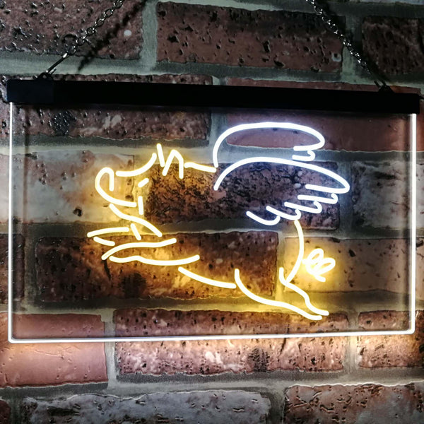 ADVPRO Flying Pig Room Decor Dual Color LED Neon Sign st6-i3110 - White & Yellow