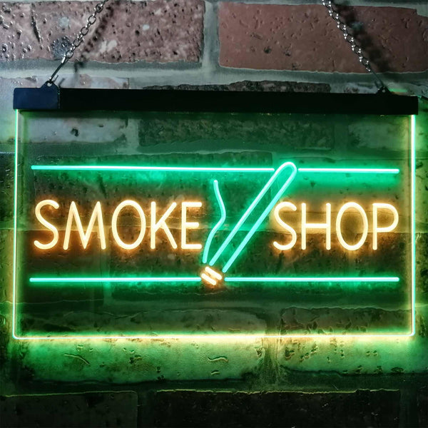 ADVPRO Smoke Shop Cigarettes Cigar Shop Open Dual Color LED Neon Sign st6-i3159 - Green & Yellow