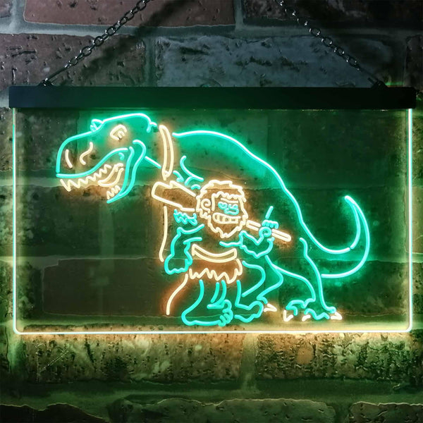 ADVPRO Caveman Dinosaur Room Decor Dual Color LED Neon Sign st6-i3220 - Green & Yellow