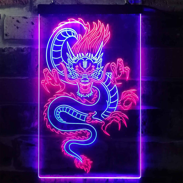ADVPRO Chinese Dragon Room Display  Dual Color LED Neon Sign st6-i3225 - Blue & Red