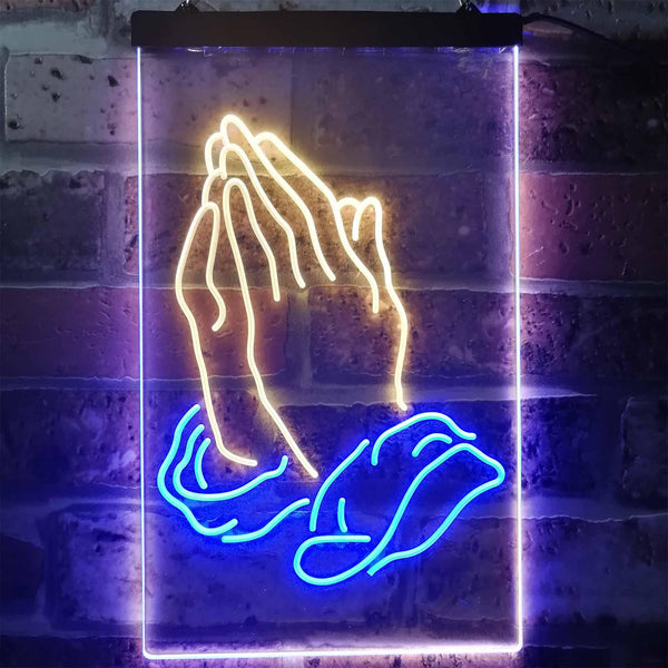 ADVPRO Praying Hands Home Display  Dual Color LED Neon Sign st6-i3264 - Blue & Yellow