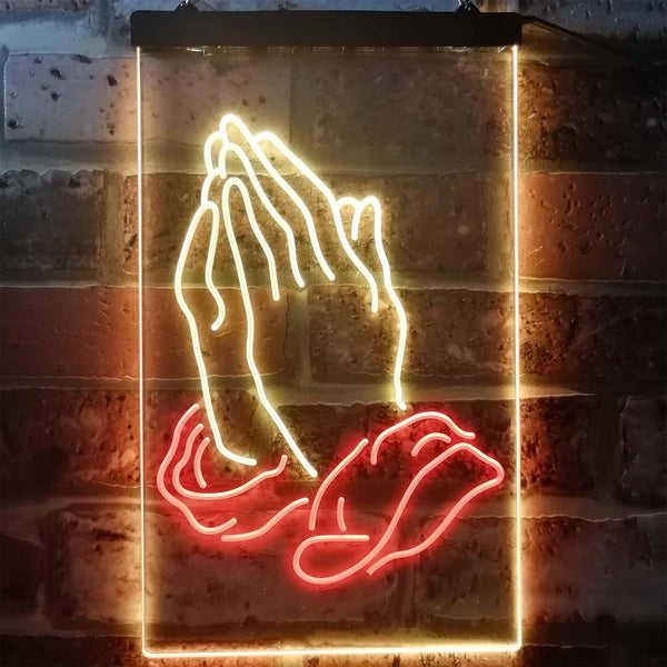 ADVPRO Praying Hands Home Display  Dual Color LED Neon Sign st6-i3264 - Red & Yellow