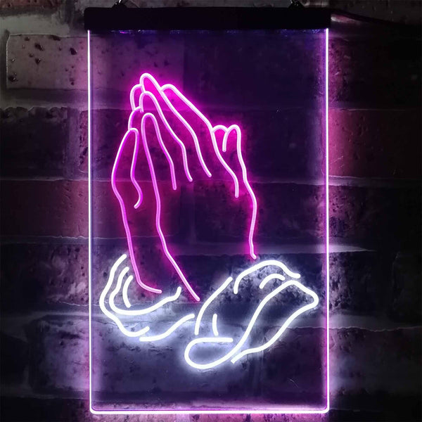 ADVPRO Praying Hands Home Display  Dual Color LED Neon Sign st6-i3264 - White & Purple