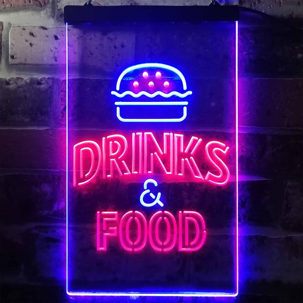 ADVPRO Drinks and Food Hamburger Fast Food  Dual Color LED Neon Sign st6-i3265 - Blue & Red
