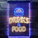 ADVPRO Drinks and Food Hamburger Fast Food  Dual Color LED Neon Sign st6-i3265 - Blue & Yellow