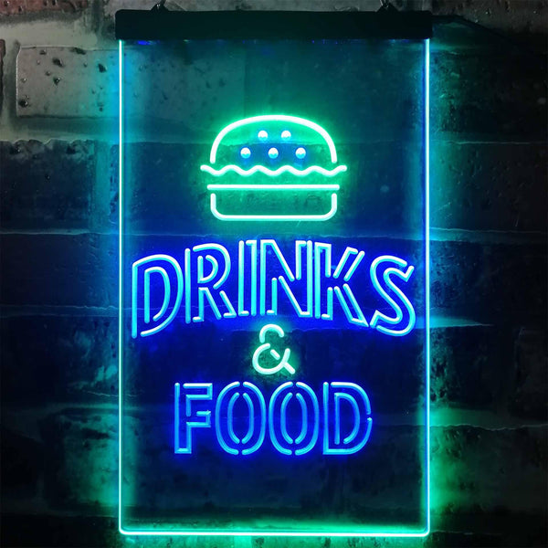 ADVPRO Drinks and Food Hamburger Fast Food  Dual Color LED Neon Sign st6-i3265 - Green & Blue