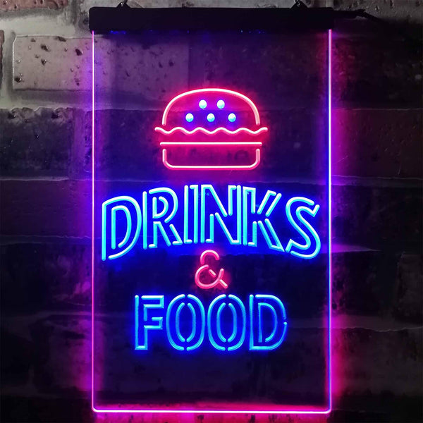 ADVPRO Drinks and Food Hamburger Fast Food  Dual Color LED Neon Sign st6-i3265 - Red & Blue