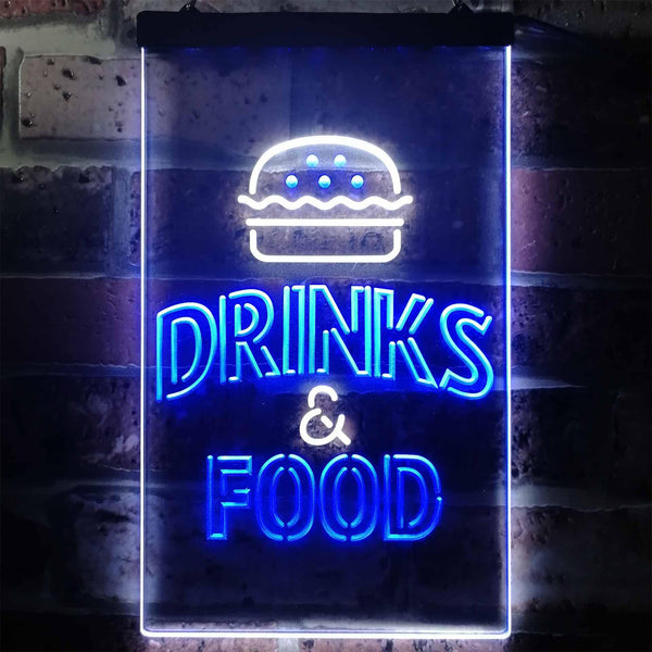 ADVPRO Drinks and Food Hamburger Fast Food  Dual Color LED Neon Sign st6-i3265 - White & Blue