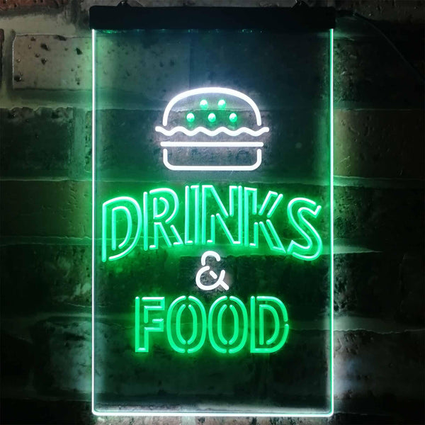 ADVPRO Drinks and Food Hamburger Fast Food  Dual Color LED Neon Sign st6-i3265 - White & Green