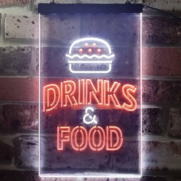 ADVPRO Drinks and Food Hamburger Fast Food  Dual Color LED Neon Sign st6-i3265 - White & Orange