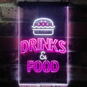 ADVPRO Drinks and Food Hamburger Fast Food  Dual Color LED Neon Sign st6-i3265 - White & Purple