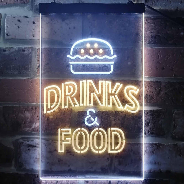 ADVPRO Drinks and Food Hamburger Fast Food  Dual Color LED Neon Sign st6-i3265 - White & Yellow
