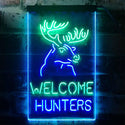 ADVPRO Welcome Hunters Deer Cabin  Dual Color LED Neon Sign st6-i3313 - Green & Blue