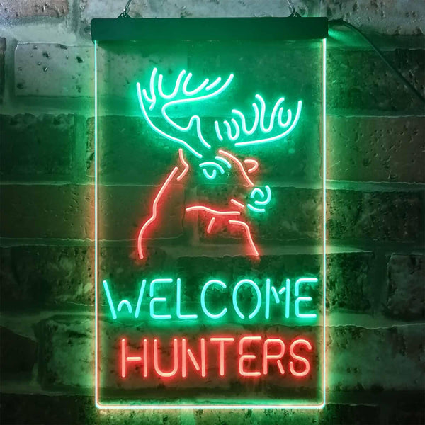 ADVPRO Welcome Hunters Deer Cabin  Dual Color LED Neon Sign st6-i3313 - Green & Red