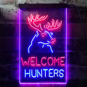 ADVPRO Welcome Hunters Deer Cabin  Dual Color LED Neon Sign st6-i3313 - Red & Blue