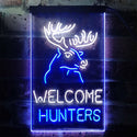 ADVPRO Welcome Hunters Deer Cabin  Dual Color LED Neon Sign st6-i3313 - White & Blue