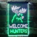 ADVPRO Welcome Hunters Deer Cabin  Dual Color LED Neon Sign st6-i3313 - White & Green