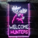 ADVPRO Welcome Hunters Deer Cabin  Dual Color LED Neon Sign st6-i3313 - White & Purple