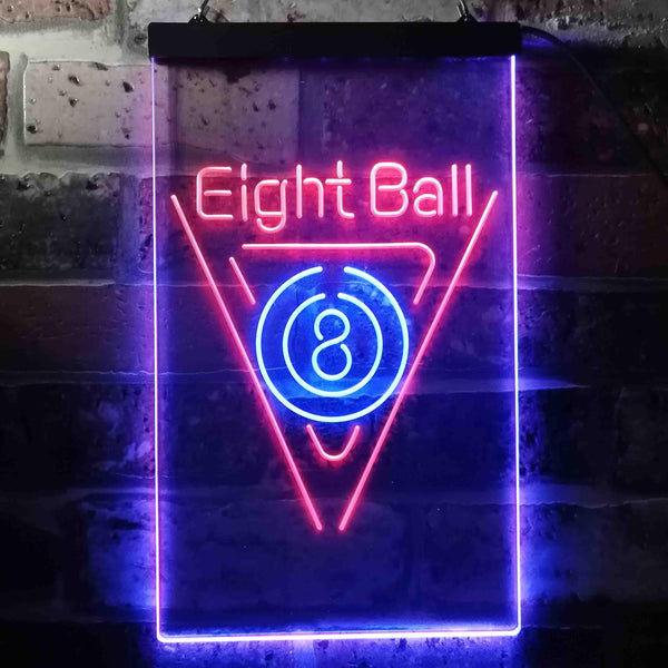 ADVPRO Eight Ball Billiards Pool Snooker Room  Dual Color LED Neon Sign st6-i3395 - Blue & Red