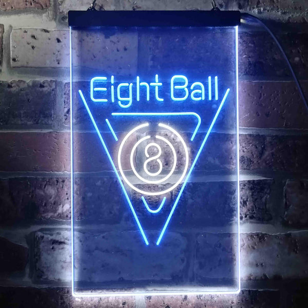 ADVPRO Eight Ball Billiards Pool Snooker Room  Dual Color LED Neon Sign st6-i3395 - White & Blue