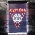 ADVPRO Eight Ball Billiards Pool Snooker Room  Dual Color LED Neon Sign st6-i3395 - White & Orange