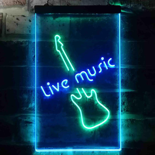 ADVPRO Guitar Live Music Bar Club  Dual Color LED Neon Sign st6-i3468 - Green & Blue