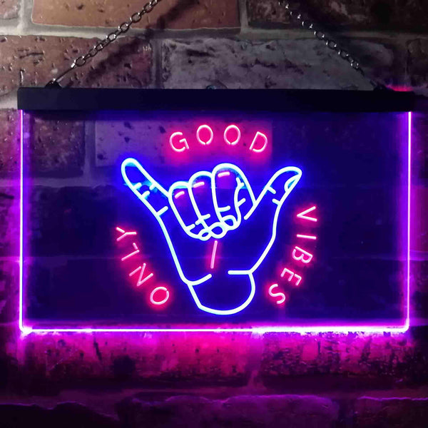 ADVPRO Good Vibes Only Hand Room Dual Color LED Neon Sign st6-i3475 - Red & Blue