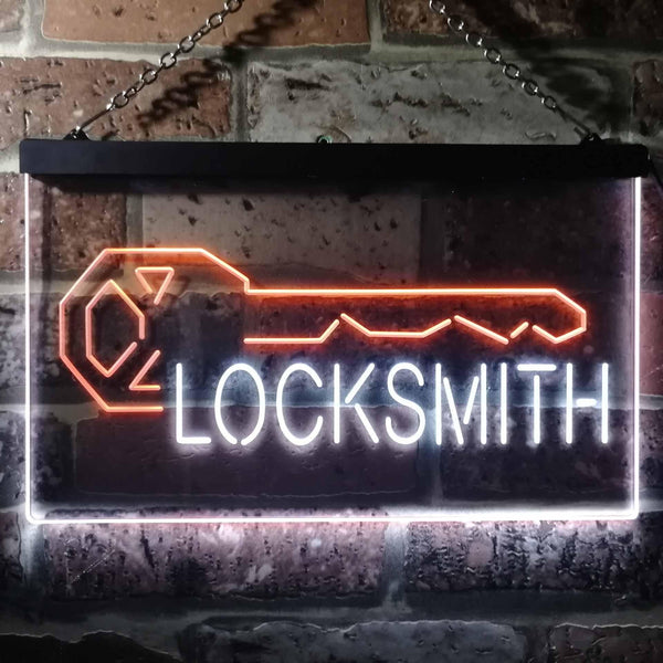 ADVPRO Locksmith Key Shop Dual Color LED Neon Sign st6-i3493 - White & Orange