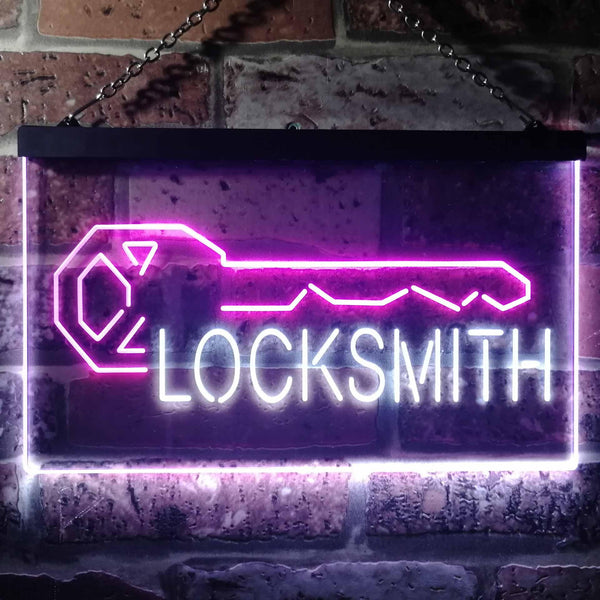 ADVPRO Locksmith Key Shop Dual Color LED Neon Sign st6-i3493 - White & Purple
