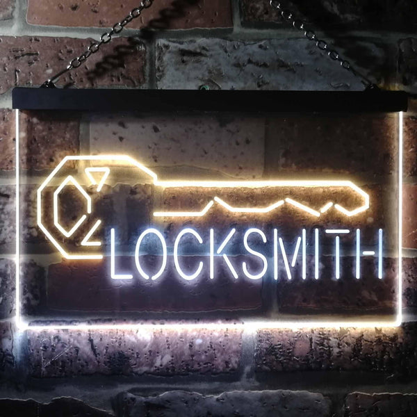 ADVPRO Locksmith Key Shop Dual Color LED Neon Sign st6-i3493 - White & Yellow