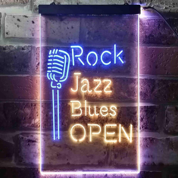 ADVPRO Rock Jazz Blues Open Music Bar  Dual Color LED Neon Sign st6-i3521 - Blue & Yellow