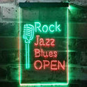 ADVPRO Rock Jazz Blues Open Music Bar  Dual Color LED Neon Sign st6-i3521 - Green & Red